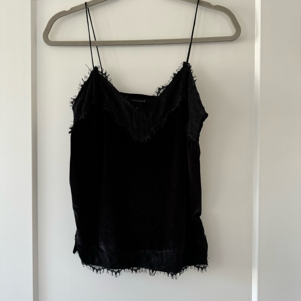 Revamped black satin tank